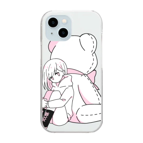 おんなのことテディベア【桜色】 Clear Smartphone Case