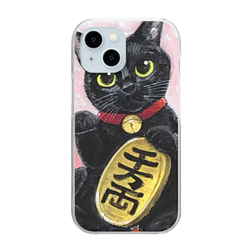 黒猫招き猫 Clear Smartphone Case
