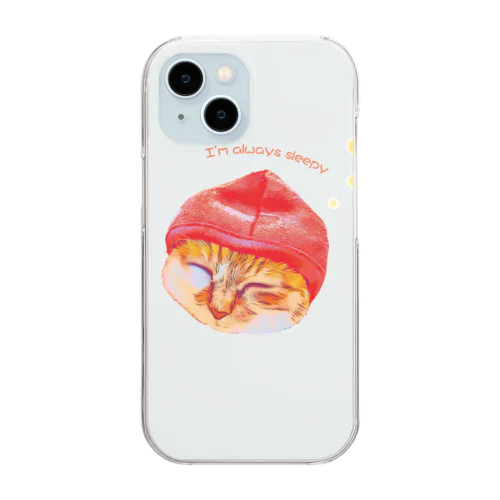 sleepy cat Clear Smartphone Case