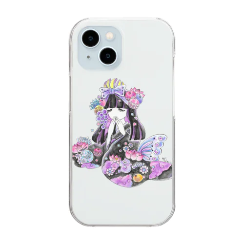 篭盛果物の女の子 Clear Smartphone Case