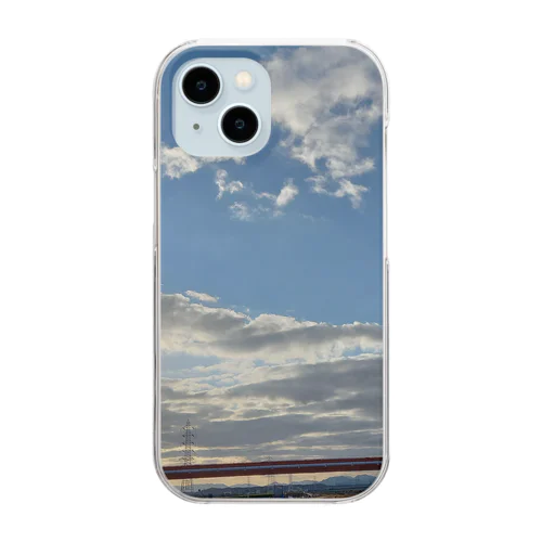 橋と空と夕日と🌁🌇 Clear Smartphone Case