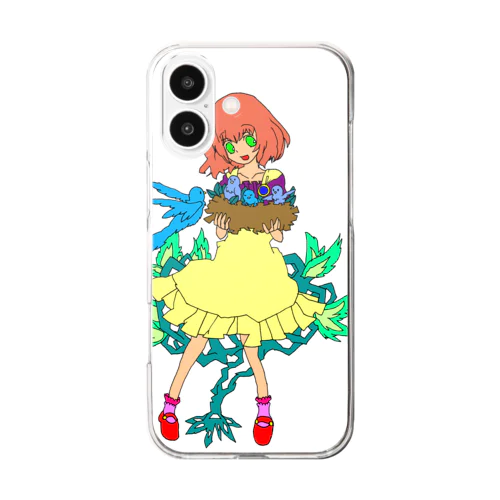 鳥と少女 Clear Smartphone Case