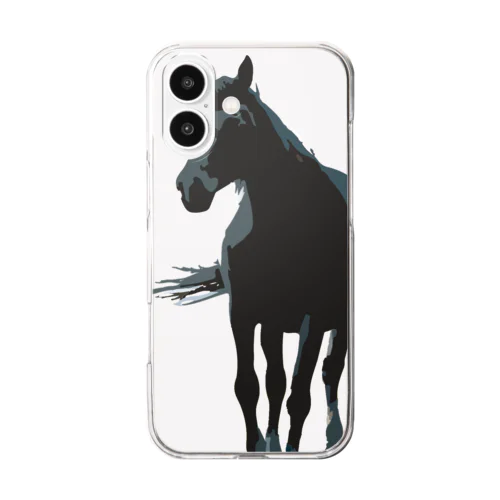 風になびく馬 Clear Smartphone Case