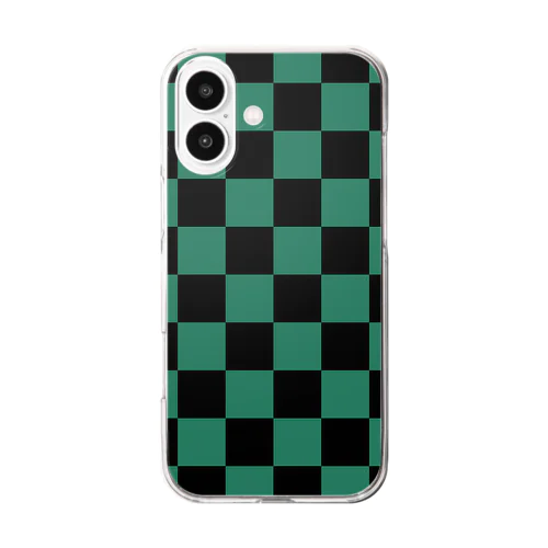 市松模様(黒緑)スマホケース Clear Smartphone Case