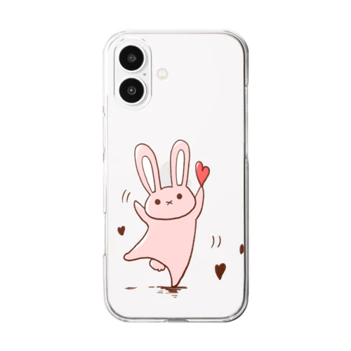 ハートをもらったウサギ Clear Smartphone Case