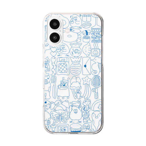 ぎゅうぎゅう(青い線)  Clear Smartphone Case