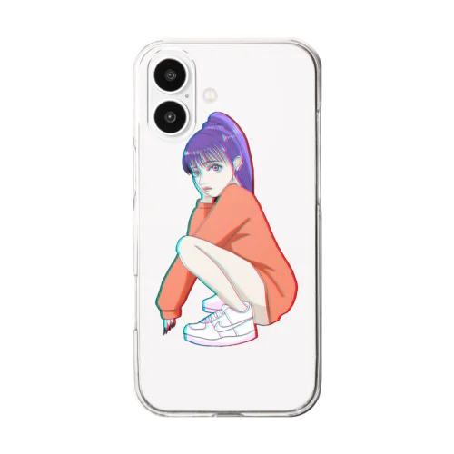 glitchスニーカー女子 Clear Smartphone Case