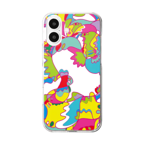 いろんなおばけたち（サイケデリックver） Clear Smartphone Case