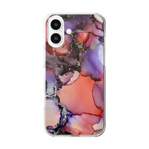 紫系♡アルコールインクアート Clear Smartphone Case