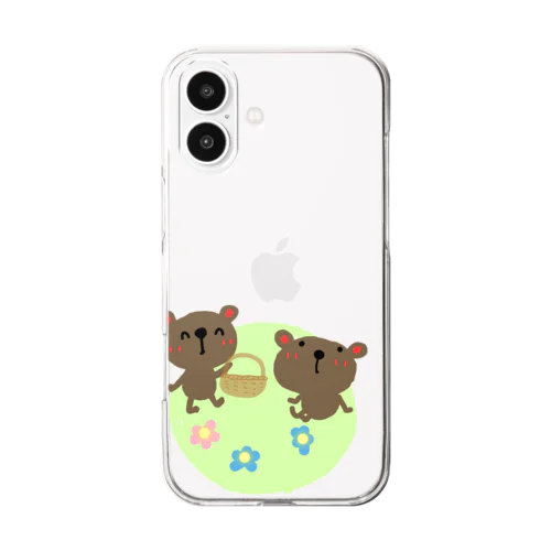 わっくま　くまの花摘み Clear Smartphone Case