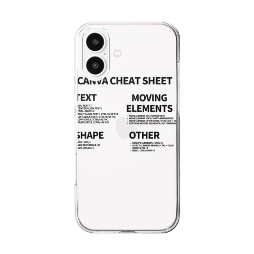canvaのショートカットチートシート(フォントカラー黒) Clear Smartphone Case