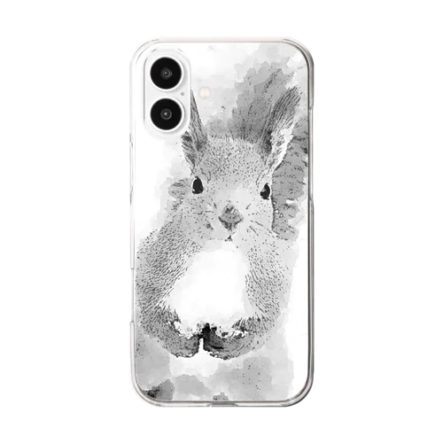 モノクロ　エゾリスのタッチ Clear Smartphone Case