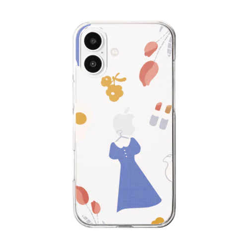 青いワンピース＿パターン Clear Smartphone Case