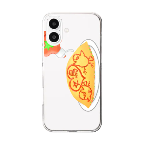 ラブ文鳥オムライス 縦長 Clear Smartphone Case