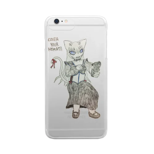 心臓を守るるにゃん Clear Smartphone Case