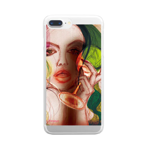 THE LADY WITH GLASS OF WINE Clear Smartphone Case