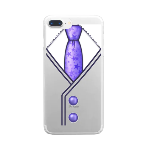 星のネクタイ(パープル) Clear Smartphone Case