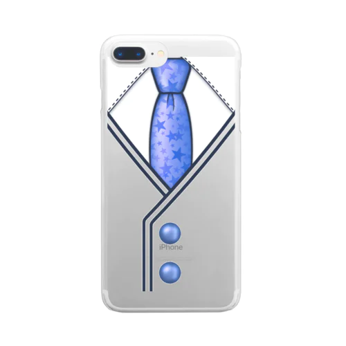 星のネクタイ(ブルー) Clear Smartphone Case