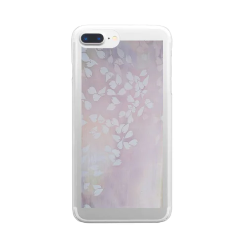 「今・盛りなり」　手染め　ろうけつ染め桜　花びら Clear Smartphone Case