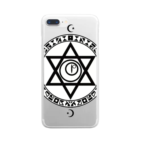 魔法陣×六芒星×猫目玉 BLACK Clear Smartphone Case