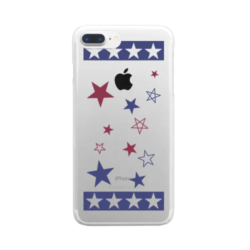 Blue×Red  Star Clear Smartphone Case