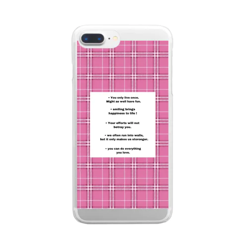 check pink Clear Smartphone Case