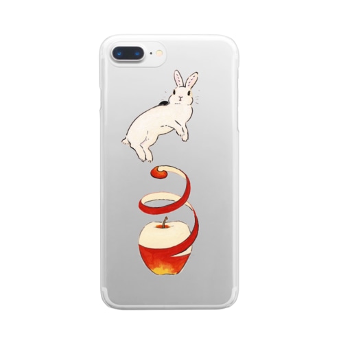 りんご大好きうさぎ Clear Smartphone Case