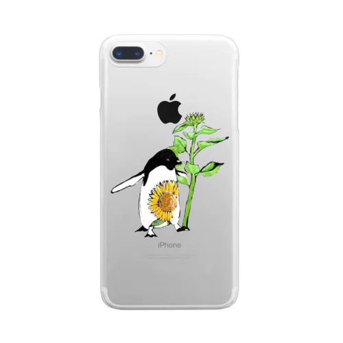 ペンギンとヒマワリ Clear Smartphone Case
