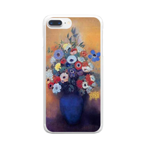 ルドン「青い花瓶のアネモネとリラ」 Clear Smartphone Case