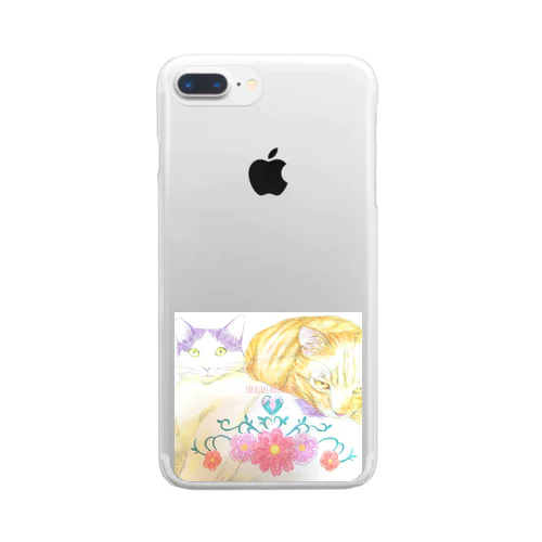 花と猫 Clear Smartphone Case