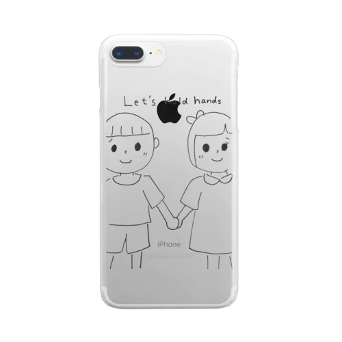 Hold hands!!-ﾓﾉｸﾛ- Clear Smartphone Case