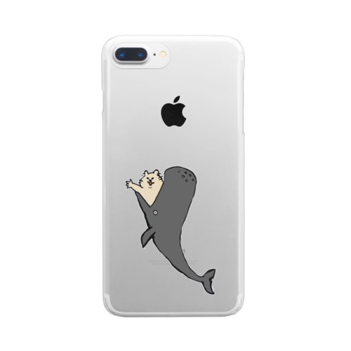 鯨からこんにちは猫 Clear Smartphone Case