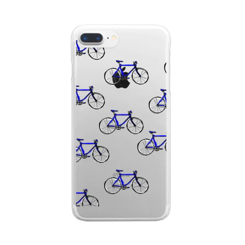 クロスバイクイラストスマホケース青 Clear Smartphone Case