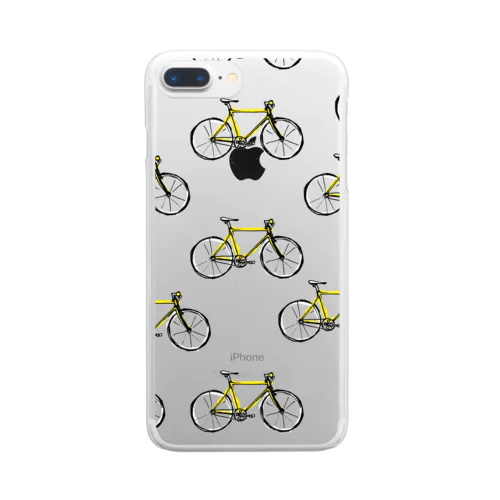 クロスバイクイラストスマホケース黄 Clear Smartphone Case