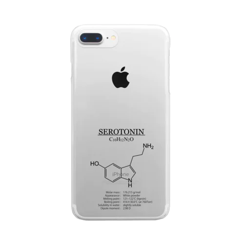 セロトニン(精神安定・感情コントロール)：化学：化学構造・分子式 Clear Smartphone Case