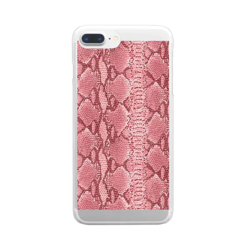 ピンクのヘビ柄 オシャレで目立つスマホケース Clear Smartphone Case