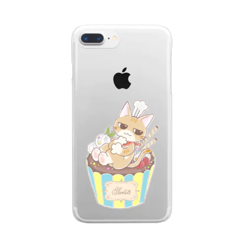 カップケーキとねこ Clear Smartphone Case