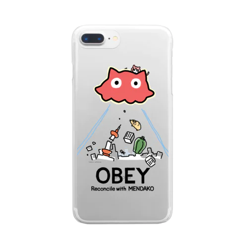 めんだこちゃん OBEY (淡色用)  クリアスマホケース