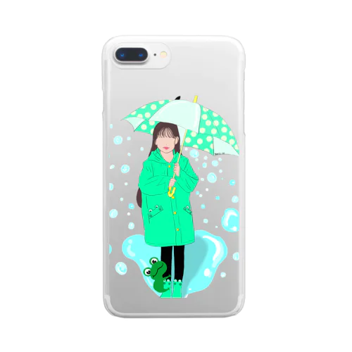 雨の日に出会う☂️🐸 Clear Smartphone Case