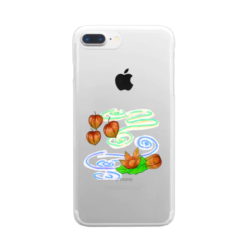 ホオズキ 水紋背景（和柄） Clear Smartphone Case