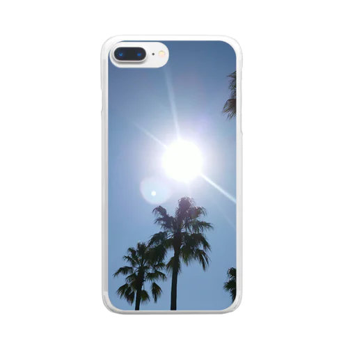 ヤシの木と太陽 Clear Smartphone Case