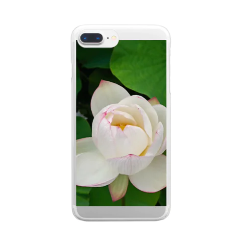 蓮 (ハス) の花　白 Clear Smartphone Case