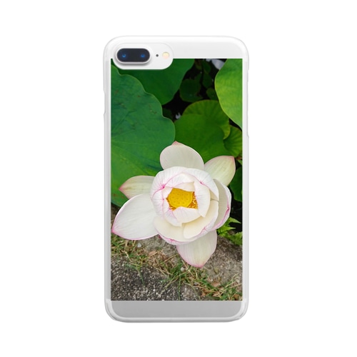 蓮 (ハス) の花　白２ Clear Smartphone Case