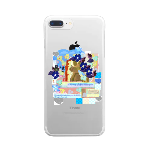 291★月山いつこ作品●お澄まし青3★夏稲ちゃんの青絣1 Clear Smartphone Case