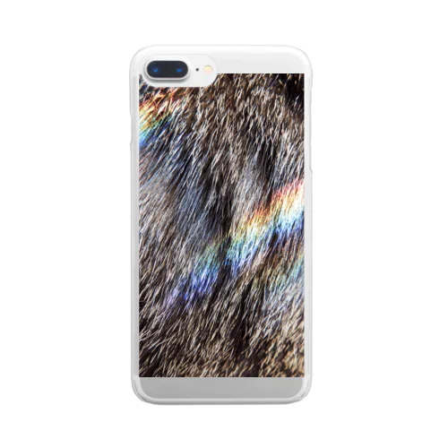 【猫】キジトラ模様と虹 Clear Smartphone Case