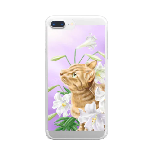 百合と猫 Clear Smartphone Case