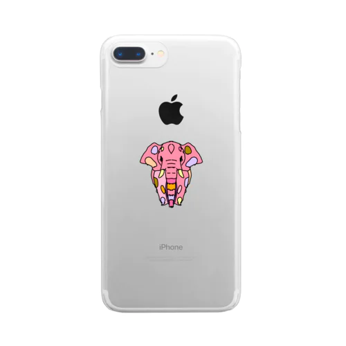 Elephant☆PINK　(ピンク色の象)　Full of vitality　(フル　オブ　バイタリティ) Clear Smartphone Case
