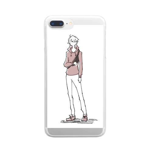 ダスティピンクの男の子 Clear Smartphone Case