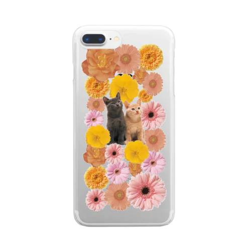 猫とお花 Clear Smartphone Case