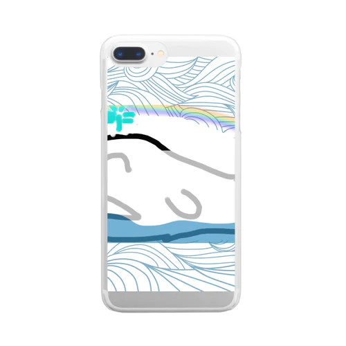 くじら海で幸せ Clear Smartphone Case